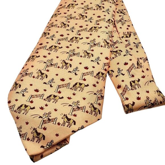 Hermés Paris Men's Print Horse and Hurdler Tie 100% Silk NWT - Picture 2 of 7